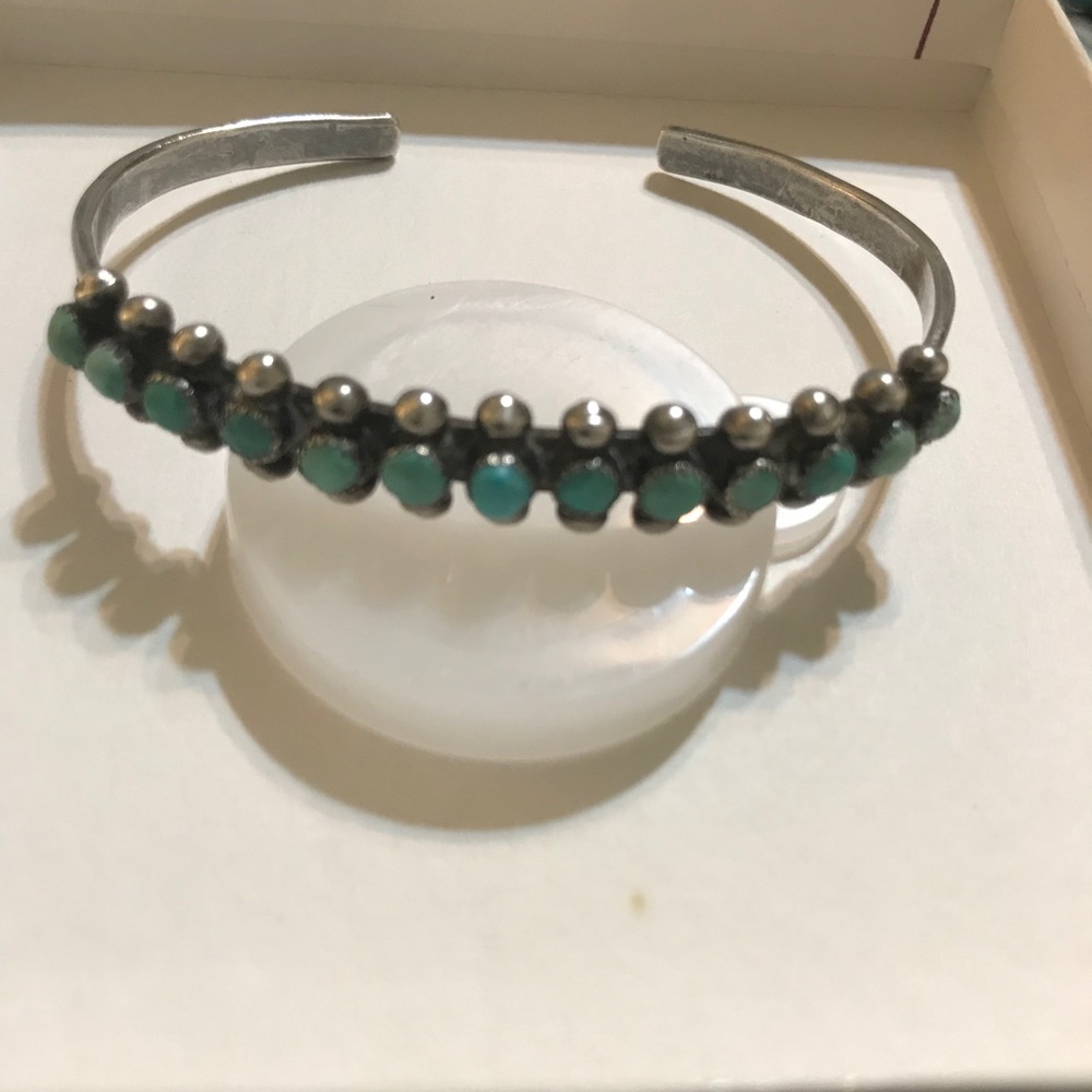 Vintage Zuni Turquoise & Sterling Cuff Bracelet